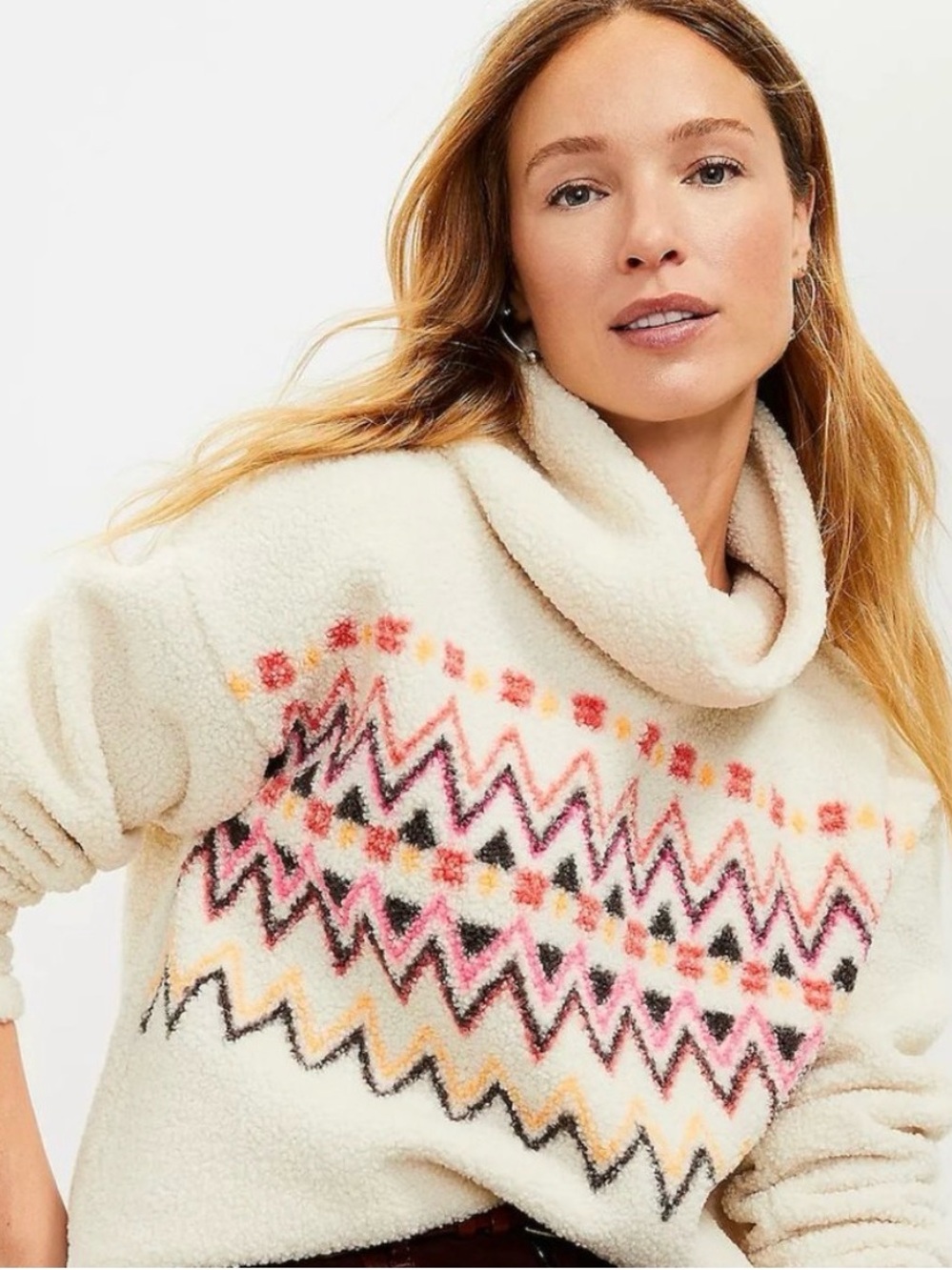 Cozy Cream Patterned Women's Sweater